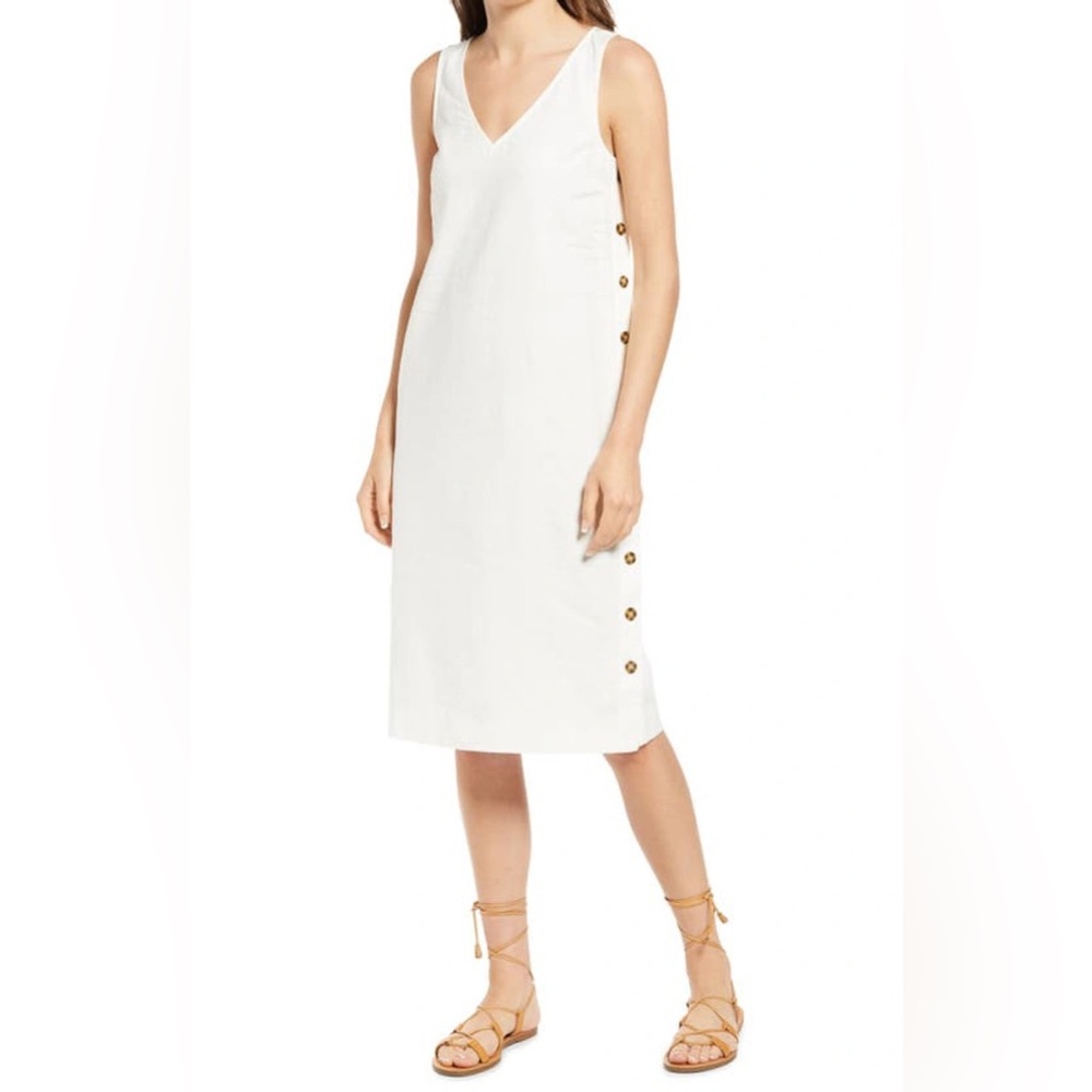Madewell | Linen & Cotton Side Button Midi Dress